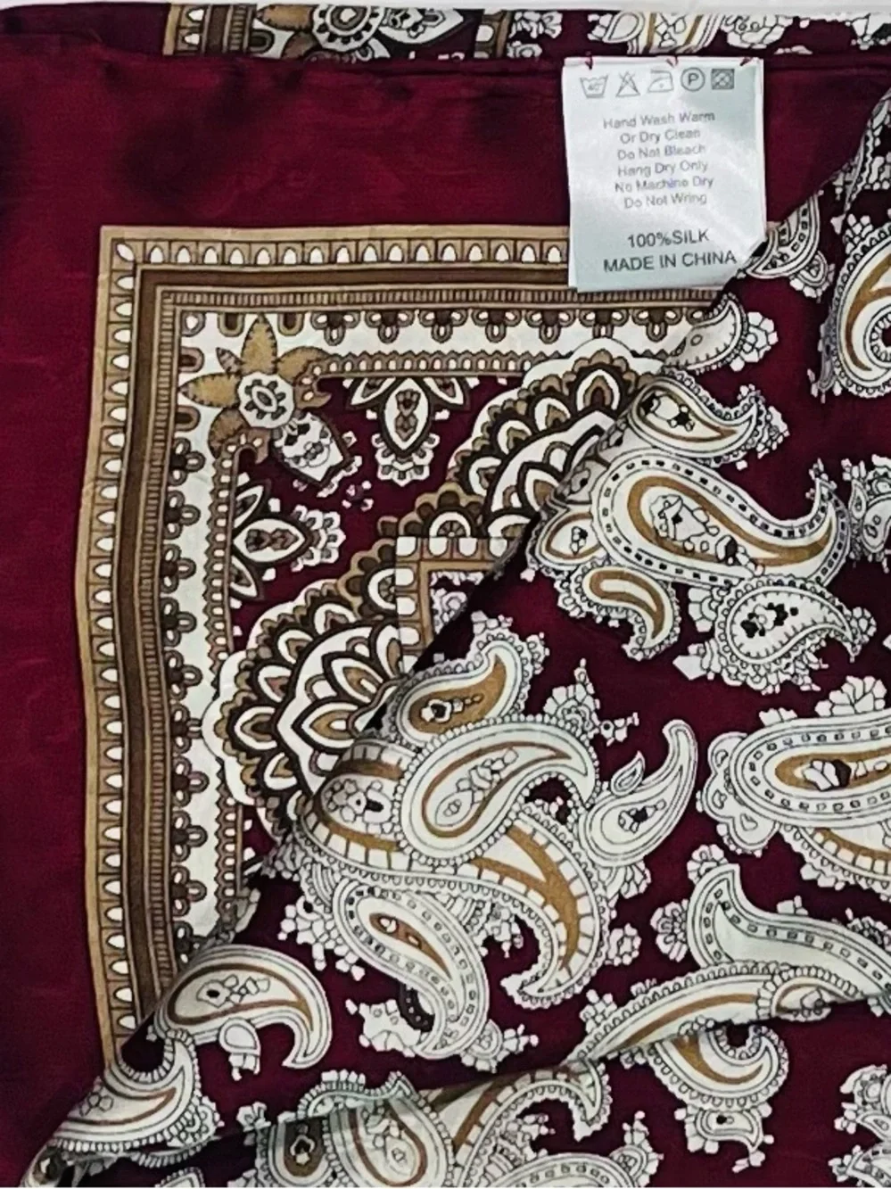 Silk Paisley Wild Rag Scarf Burgundy NWT